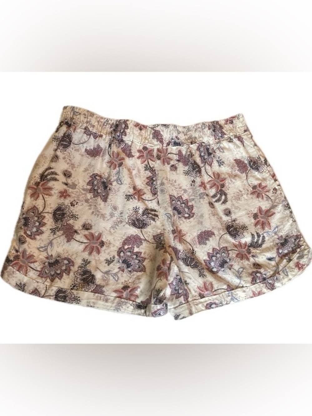 Maurices Floral Linen Blend Shorts Size Medium High Waist